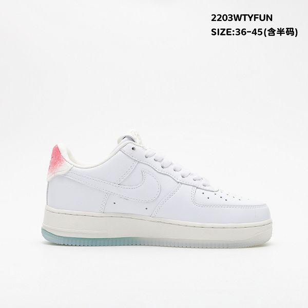 Nike Air Force 1 07 2022新款 空軍一號男女款皮革白綠粉壽桃低幫板鞋