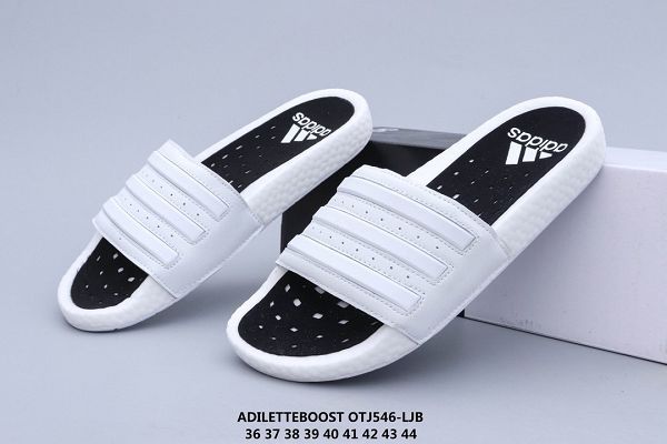 Adidas Adilette Boost 2020新款 愛迪達三條槓皮面爆米花底情侶款拖鞋