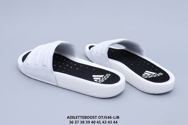 Adidas Adilette Boost 2020新款 愛迪達三條槓皮面爆米花底情侶款拖鞋