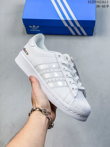 Adidas三葉草 Originals Superstar Pride RM貝殼頭插卡系列 白色男女款低幫經典百搭休閒運動板鞋