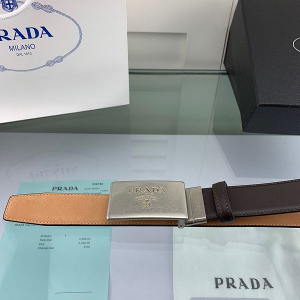 prada皮帶 普拉達2020新款 HF牛皮十字紋時尚腰帶
