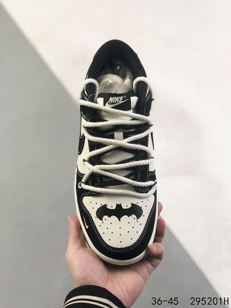 Nike SB Dunk Low 綁繩綁帶系列 蝙蝠白黑色 男女款復古低幫休閒運動滑板板鞋