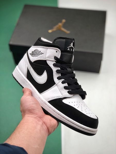 Nike Air Jordan 1 Mid Chrom WingsGS 2021新款 喬丹1代情侶款籃球鞋 帶半碼