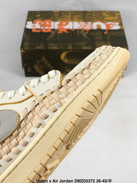 Union x Air Jordan 1 High OG Woven 高幫 聯名米白灰拼接休閒鞋 2023全新男女款