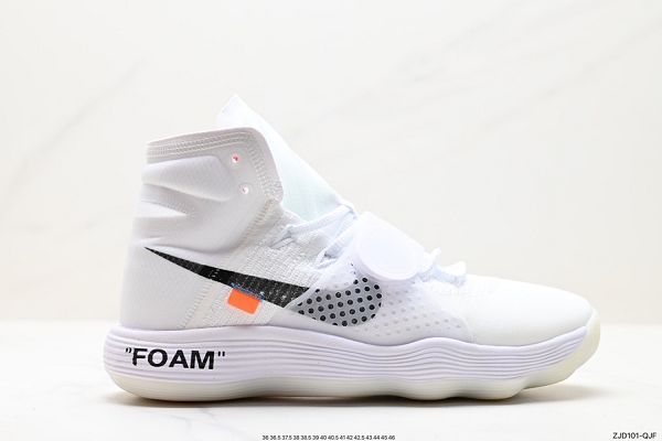 Nike React Hyperdunk Flyknit Off-White Virgil The Ten聯名系列 2023全新男女款白黑高幫籃球鞋
