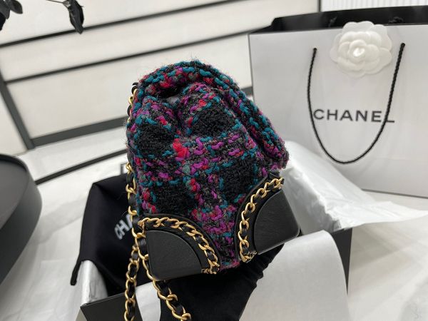 chanel包包 香奈兒2022新款手提包 DSAS3572毛呢斜紋單肩斜挎包