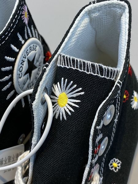 Converse All Star 2020新款 LOGO太陽花刺繡 花卉刺繡情侶款帆布板鞋