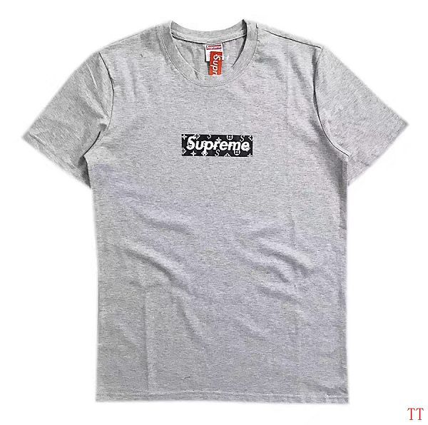 supreme 短t 2017新款 lv联名款纯色时尚男生圆领短袖